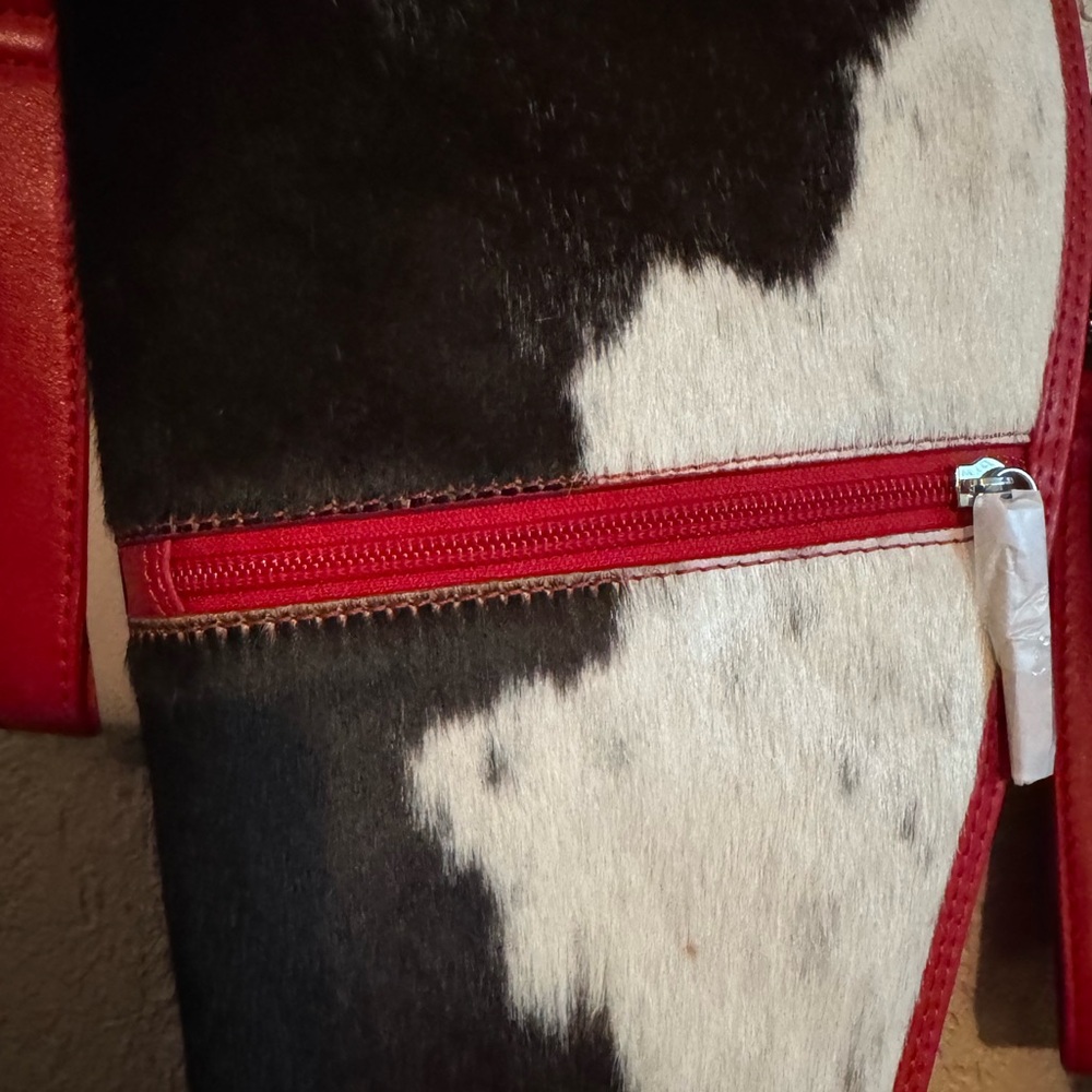 NWT Stylish Black, White and Red Genuine Leather Cowhide gun cases set - Picture 2 of 9